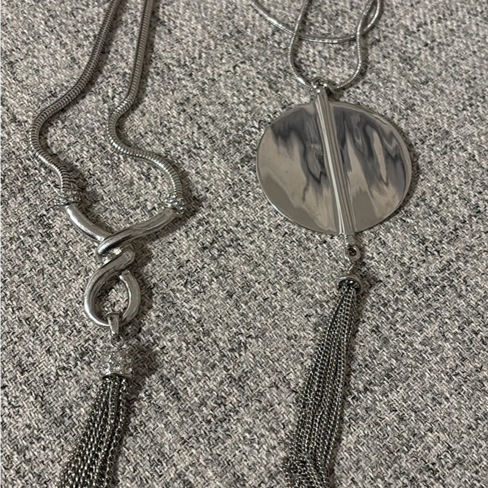 Elegant Silver Necklace with Tassel